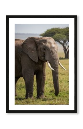 Close-up of an elephant in the Serengeti, capturing its wrinkled skin and soulful eye. A majestic portrait of Africa’s gentle giant in the wild.