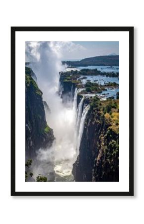 Majestic Victoria Falls, mist rising