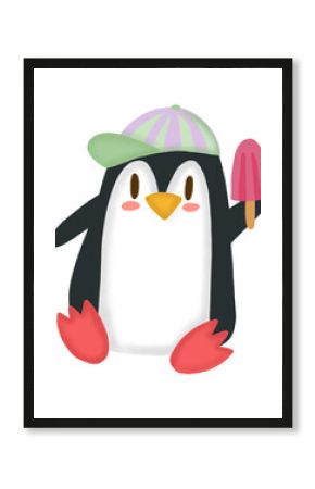 cartoon animals beach jungle penguim