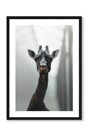 Minimalist Giraffe Portrait With Soft Background
