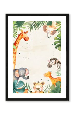 Cute animal frame border