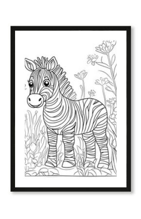 Cute zebra coloring page