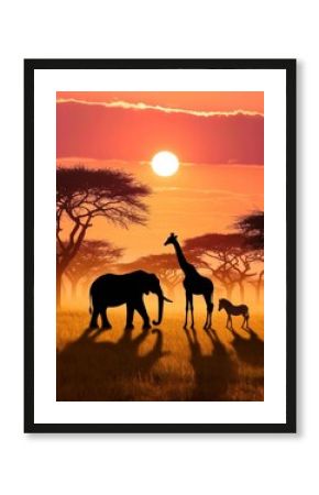 giraffe at sunset