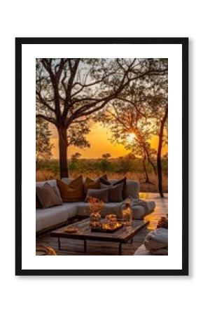 a lounge area at a safari camp 