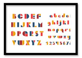 Bauhaus letters and numbers set. Modern typography. Font for events, promotions, logos, banner, monogram and poster.