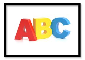 Learning letters 3d concept, ABC colorful letters isolated on white background, 3d rendering