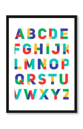 Colorful trendy geometric uppercase alphabet design.