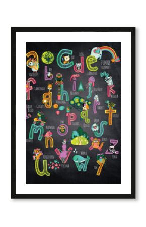 Poster Children room wall print education letters alfabet