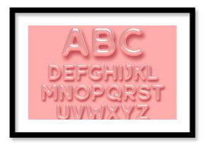 3d glossy pink alphabet vector set. Realistic romantic typeface. Decorative letters for Valentines, Mothers day, wedding banner, cover, birthday or anniversary, holiday party.