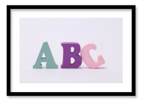 Word abc from colored letters isolated on white background.