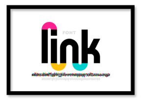 Linked letters font design, alphabet and numbers vector illustration