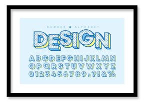 3D polka dot alphabet font and number. Stylish bold typeface. Vintage typographic for headline, title, poster, graphic layout, book cover, brochure, web design, product packaging, etc.