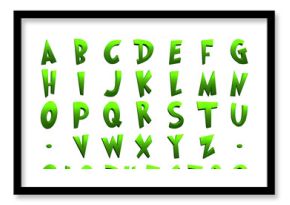 The Grump green cartoon alphabet on transparent background