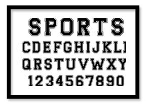 Sports Alphabet Letters and Numbers Clipart - Silhouette Stamp