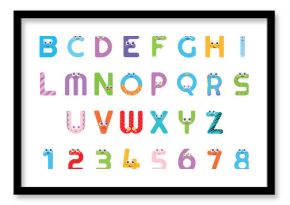 Fun and imaginative kids alphabet in bright colors, perfect for educational materials and entertaining young minds. Colorful numbers and letters designed inspire creativity and learning for children.