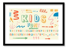 Bright colorful chalk board style alphabet design