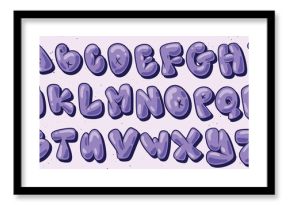vector set color bubble graffiti font alphabet lettering