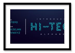 Hitech Creative simple modern urban alphabet font. Digital abstract futuristic, logo, music, sport, minimal technology typography. Simple numeric vector illustration