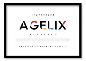Agelix Colorful font. Colorful bright alphabet and font. Emotional bold uppercase color letters. Type, typography letter font. Hand-drawn modern narrow font for headline, text. Vector Illustration