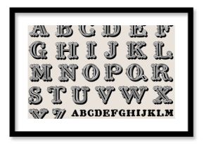 Retro illustration of a complete antiqua alphabet