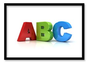 3d abc letters isolated over white background with reflection