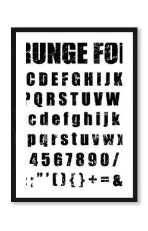 Grunge Alphabet and Numeral Font Set Vector