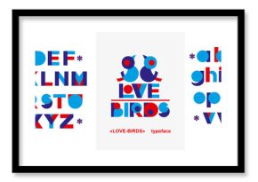 Beautiful abstract poster with colorful alphabet. Trendy geometric template in modern style on white background for concept design