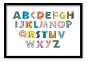 decorative alphabet in Scandinavian style color colorful  - vector illustration, eps