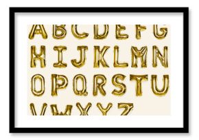 Set of gold capital A-Z alphabet balloons