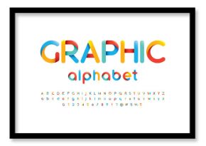 Vector of modern vibrant font and alphabet