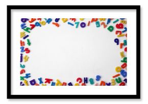 Colorful Alphabetical Letters and Numbers on a White Background