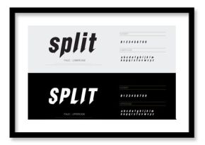 Modern abstract split font alphabet numbers italic set. Technology and sport concept graphic. Vector illustration