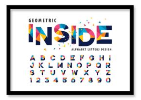 Vector of Geometric Alphabet Letters and numbers, Modern Colorful Triangle Letter