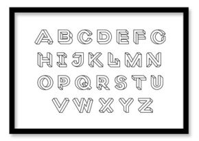 Impossible shape font design, alphabet letters and numbers vector illustration.