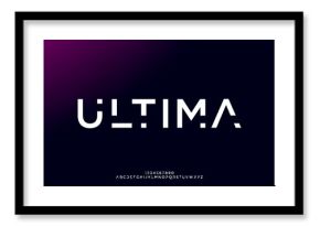 Ultima, an Abstract technology futuristic alphabet font. digital space typography vector illustration design