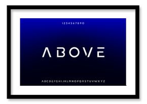 Above, an abstract sporty technology science alphabet font. digital space typography vector illustration design 