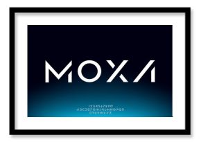 Moxa, an Abstract technology futuristic alphabet font. digital space typography vector illustration design