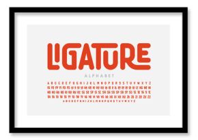 Ligature font, uppercase and lowercase alphabet letters with ligatures