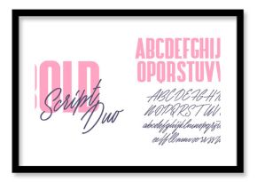 Sans and script alphabet duo. Vector font design.