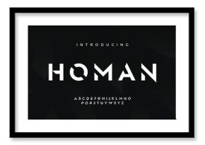 Futuristic modern techno sci fi bold display stencil font, abstract geometric clean monospaced letter set homan typeface