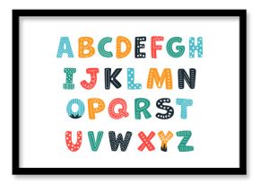 Hand drawn cartoon letters. Ethnic style alphabet for children, scandinavian design. Decorative capital letter, symbols for typography, classy vector set