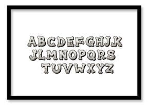 Spooky bone alphabet illustration for halloween themed design projects and compositions