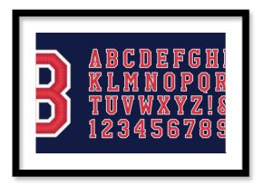 Classic college font. Vintage sport font in american style for football, baseball or basketball logos and t-shirt. Athletic department typeface, varsity style font. Vector 