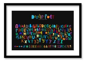 Alphabet symbol doodle vector font style colorful set