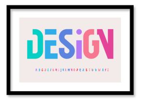 Creative alphabet, rainbow colors, modern geometric font. Bright colorful type for futuristic or kid logo, headline, lettering and typography. Trendy style letters, vector typographic design