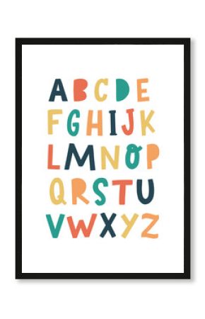 cute hand drawn alphabet for nursery room decor, posters, prints, cards, stickers, fonts, etc.