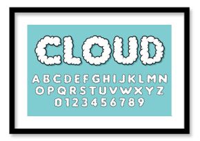 Alphabet Cloud Bubble Cute Typography Set concept Cartoon Vector