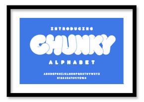 Vector of stylized chunky alphabet design with uppercase,  numbers and symbols