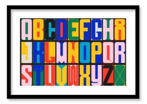 Modern Latin alphabet . Simple square letters of rough shapes. English font of linear capital, very thick letters with a thin stroke. Ultra bold font in modern brutal style.