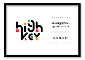 Highkey abstract digital technology logo font alphabet. Minimal modern urban fonts for logo, brand etc. Typography typeface uppercase lowercase and number. vector illustration